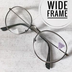 NEW Oversized +2.75 Reading Glasses Metal Wide Round Frame Gunmetal Silver